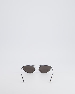 Saint Laurent Black Cat-Eye Sunglasses With Matte Black Metal Frame