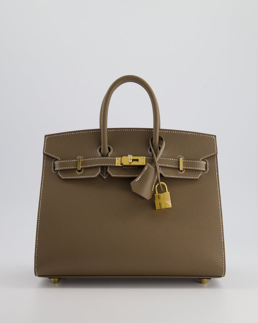 *HOLY GRAIL* Hermès Birkin 25cm Bag Sellier in Etoupe Epsom Leather with Gold Hardware