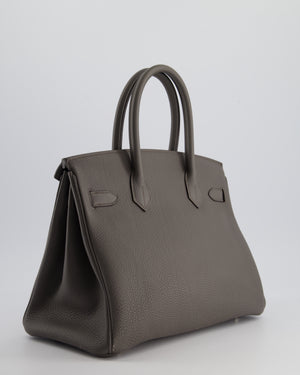 *FIRE PRICE* Hermès Birkin 30cm Retourne Bag in Gris Etan Togo Leather With Palladium Hardware