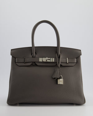 *FIRE PRICE* Hermès Birkin 30cm Retourne Bag in Gris Etan Togo Leather With Palladium Hardware