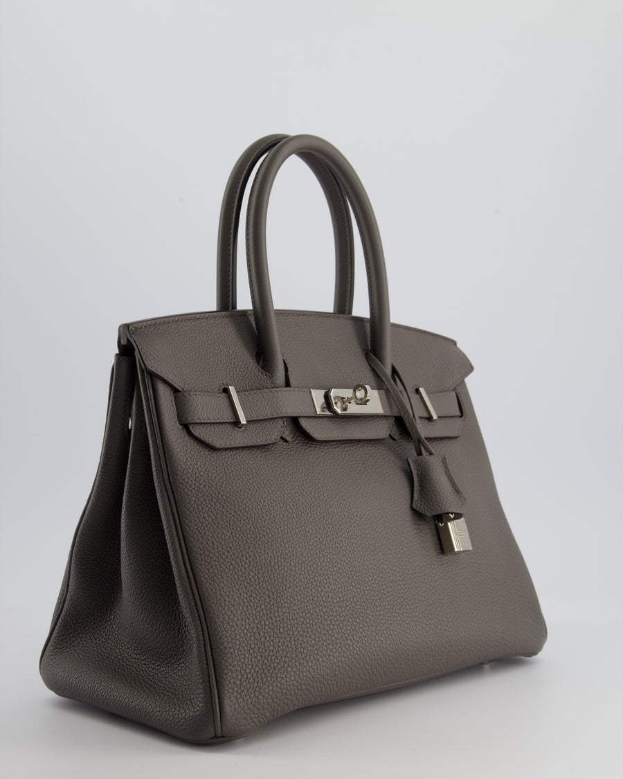 *FIRE PRICE* Hermès Birkin 30cm Retourne Bag in Gris Etan Togo Leather With Palladium Hardware