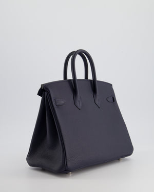 Hermès Birkin 25cm Bag Retourne in Bleu Nuit Togo Leather with Palladium Hardware