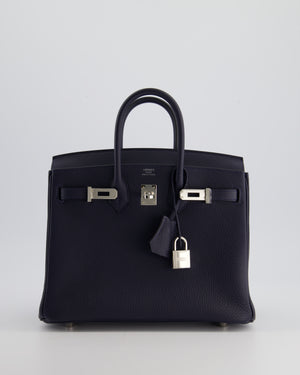 Hermès Birkin 25cm Bag Retourne in Bleu Nuit Togo Leather with Palladium Hardware