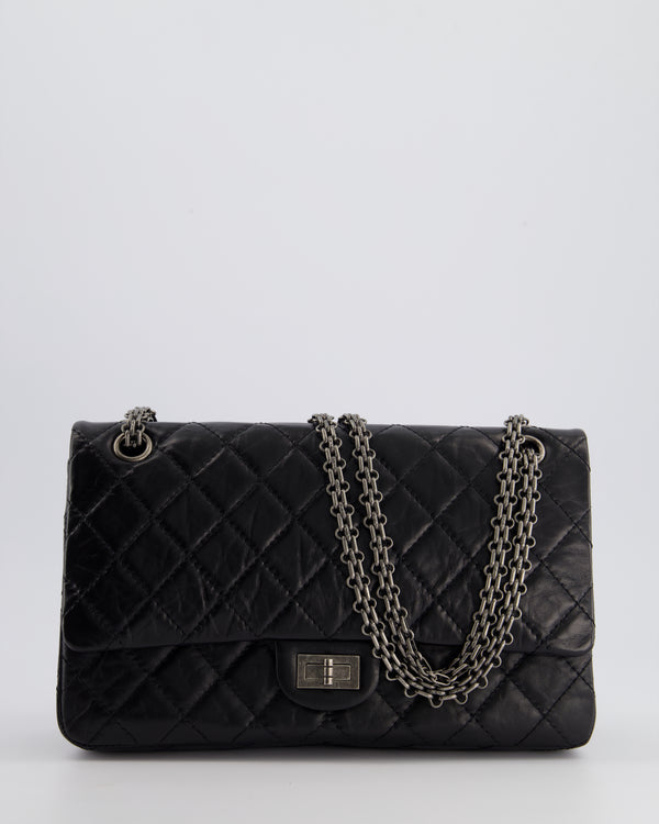 Chanel Black Medium Reissue 2.55 Double Flap Bag in Quilted Crumpled Lambskin with Ruthenium Hardware RRP £8,850