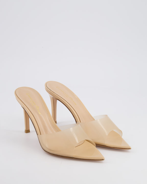 Gianvito Rossi Beige Patent Leather Elle 85 Mule Heels Size EU 35 RRP £635