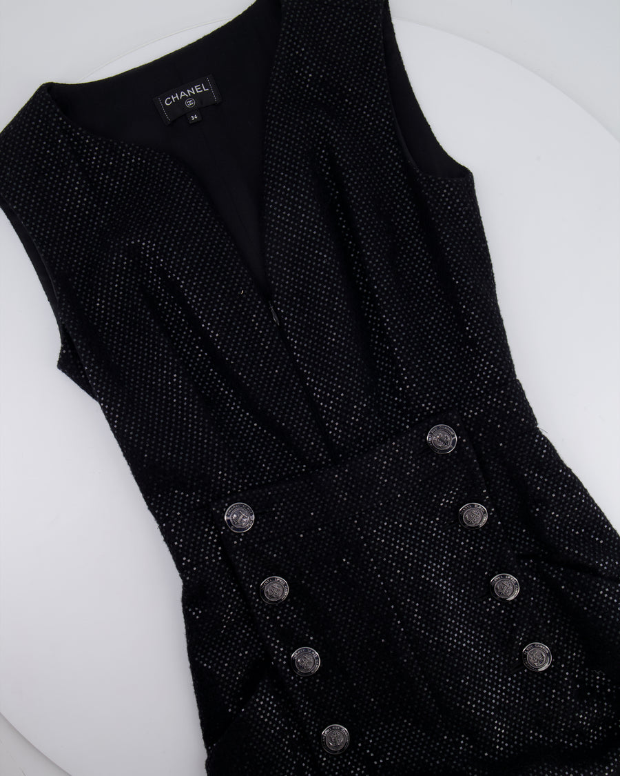 Chanel Black Long Sleeve Embellished Jacket with Matching Jumpsuit Set Size FR 34 (UK 6)