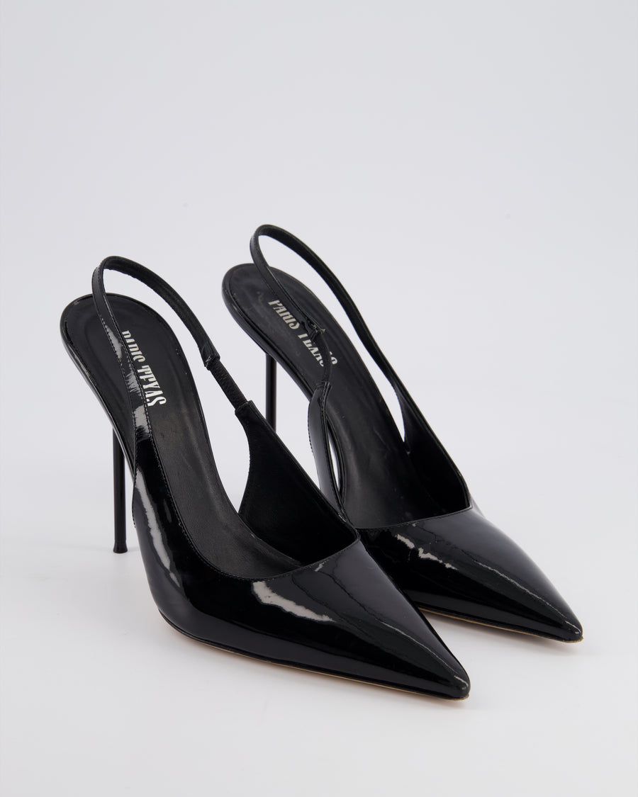 Paris Texas Black Patent Leather Lidia Slingback Heels Size EU 40 RRP £445