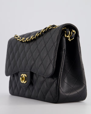 Chanel Black Jumbo Classic Double Flap Bag in Caviar Leather with Gold Hardware RRP £9,540