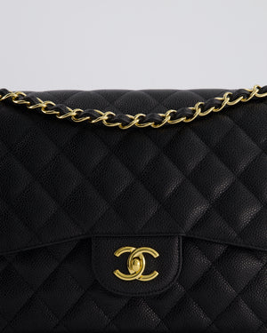 Chanel Black Jumbo Classic Double Flap Bag in Caviar Leather with Gold Hardware RRP £9,540