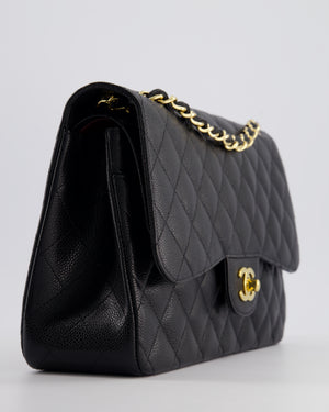 Chanel Black Jumbo Classic Double Flap Bag in Caviar Leather with Gold Hardware RRP £9,540