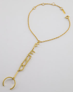 Fendi Gold Logo Chain Bracelet with Ring Detail