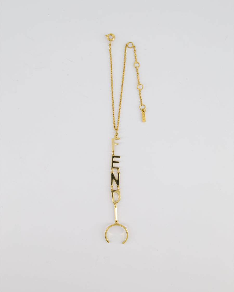 Fendi Gold Logo Chain Bracelet with Ring Detail