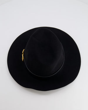 Valentino VLogo Black Felt Fedora Hat with Logo Detail Size S RRP £710