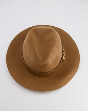 Valentino VLogo Light Beige Felt Fedora Hat with VLogo Detail Size S RRP £710