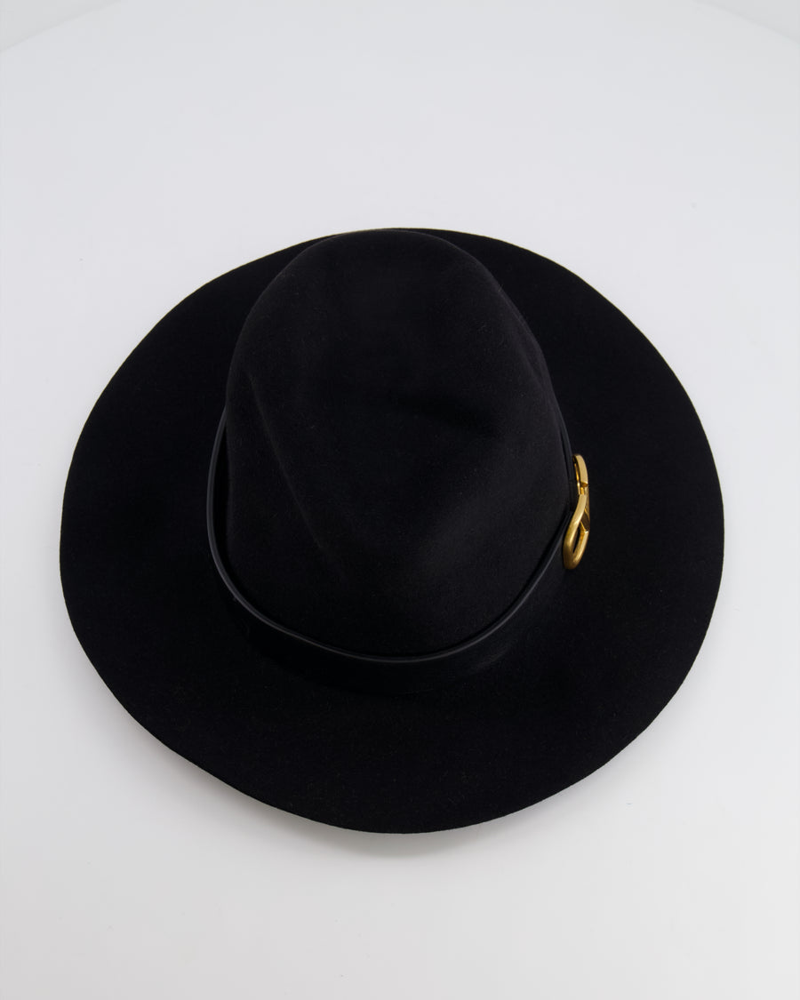 Valentino VLogo Black Felt Fedora Hat with Logo Detail Size S RRP £710