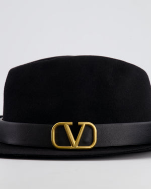 Valentino VLogo Black Felt Fedora Hat with Logo Detail Size S RRP £710