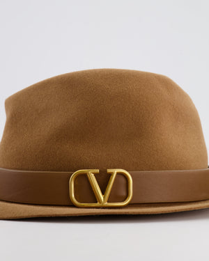 Valentino VLogo Light Beige Felt Fedora Hat with VLogo Detail Size S RRP £710