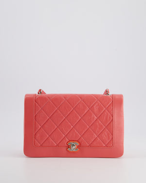 Chanel Pink Patent Crinkled Calfskin Leather Flap Bag with Enamel CC Logo and Silver Hardware