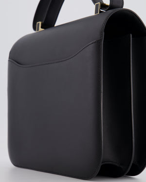 Hermès Constance Cartable Bag in Black Sombrero Leather with Gold and Black Hardware