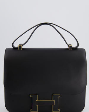 Hermès Constance Cartable Bag in Black Sombrero Leather with Gold and Black Hardware