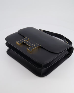 Hermès Constance Cartable Bag in Black Sombrero Leather with Gold and Black Hardware