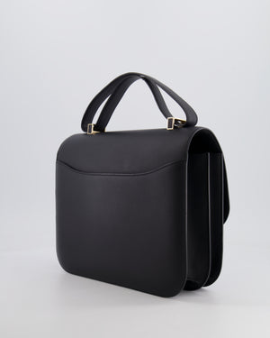 Hermès Constance Cartable Bag in Black Sombrero Leather with Gold and Black Hardware