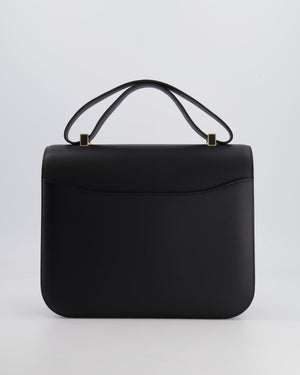 Hermès Constance Cartable Bag in Black Sombrero Leather with Gold and Black Hardware