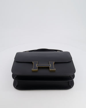 Hermès Constance Cartable Bag in Black Sombrero Leather with Gold and Black Hardware