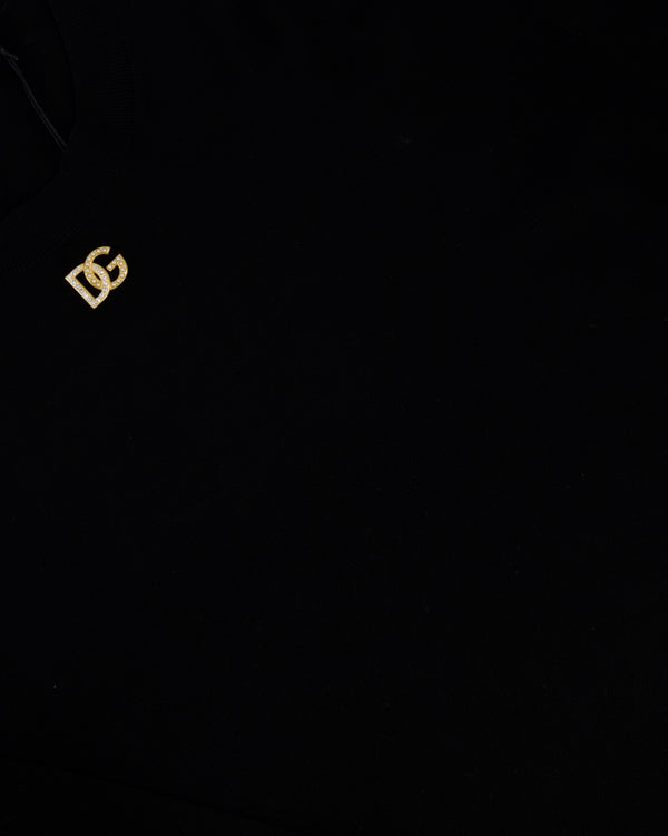 Dolce & Gabbana Black Knitted Long Sleeve Jumper with DG Crystal Logo Detail IT 50 (UK 18)