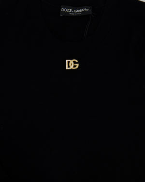 Dolce & Gabbana Black Knitted Long Sleeve Jumper with DG Crystal Logo Detail IT 50 (UK 18)