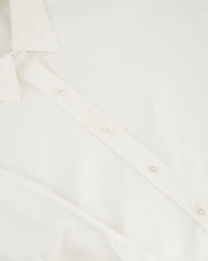 Alexander Wang White Button Down Shirt with Ruched Sleeve Detail Size US 6 (UK 10)