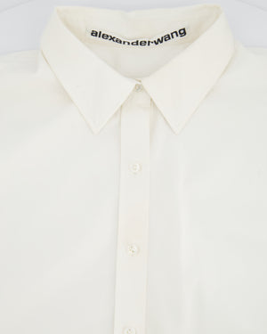 Alexander Wang White Button Down Shirt with Ruched Sleeve Detail Size US 6 (UK 10)