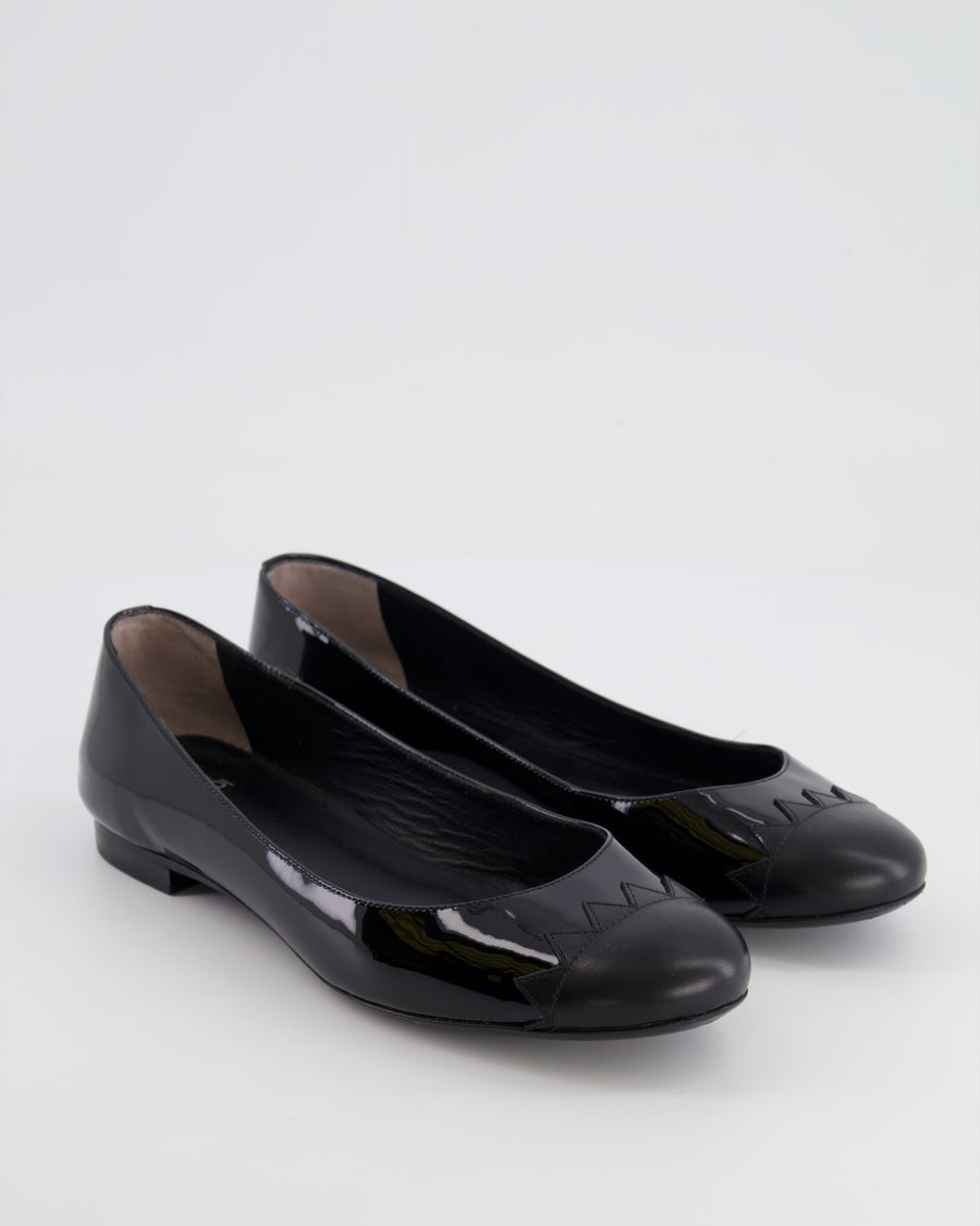 Fendi Black Patent Leather Ballet Flats Size EU 36