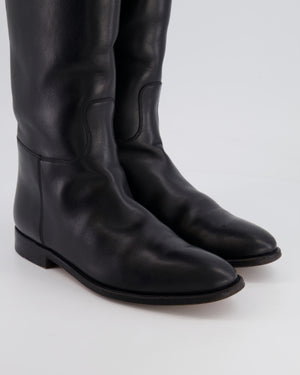 Hermès Black Jumping Boots in Calfskin Leather with Palladium Buckle Size EU 38.5  RRP £2,300