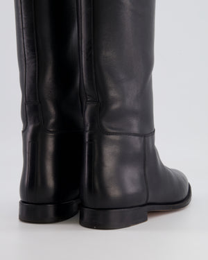 Hermès Black Jumping Boots in Calfskin Leather with Palladium Buckle Size EU 38.5  RRP £2,300