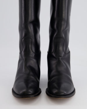 Hermès Black Jumping Boots in Calfskin Leather with Palladium Buckle Size EU 38.5  RRP £2,300