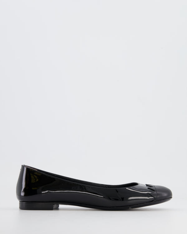 Fendi Black Patent Leather Ballet Flats Size EU 36