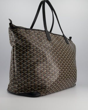 Goyard Saint Artois Black Shoulder Tote Bag in Goyardine Canvas and Chevroches Calfskin