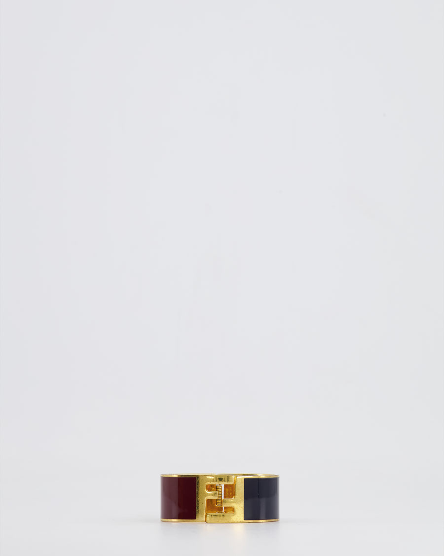 Fendi Gold Fendista FF Bracelet with Black & Burgundy Details