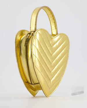 Saint Laurent Gold Love Heart Cross-Body Bag in Smooth Calfskin with Gold Hardware