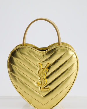 Saint Laurent Gold Love Heart Cross-Body Bag in Smooth Calfskin with Gold Hardware