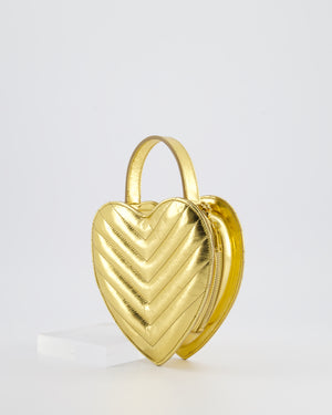 Saint Laurent Gold Love Heart Cross-Body Bag in Smooth Calfskin with Gold Hardware