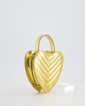 Saint Laurent Gold Love Heart Cross-Body Bag in Smooth Calfskin with Gold Hardware