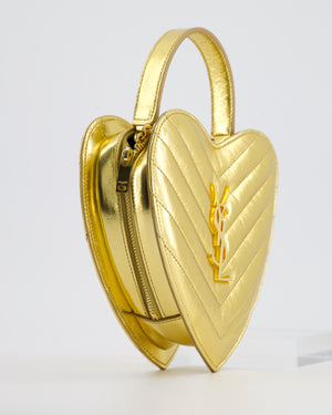 Saint Laurent Gold Love Heart Cross-Body Bag in Smooth Calfskin with Gold Hardware