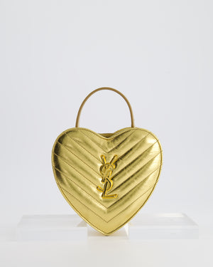 Saint Laurent Gold Love Heart Cross-Body Bag in Smooth Calfskin with Gold Hardware