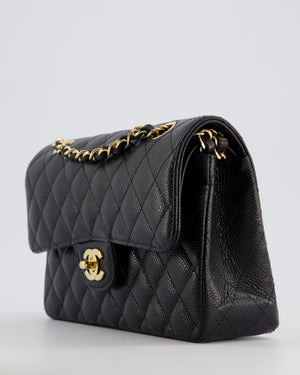 Chanel Black Small Classic Double Flap Bag in Caviar Leather with Gold Hardware