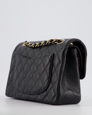 Chanel Black Small Classic Double Flap Bag in Caviar Leather with Gold Hardware