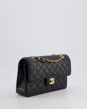 Chanel Black Small Classic Double Flap Bag in Caviar Leather with Gold Hardware