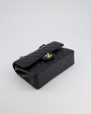 Chanel Black Small Classic Double Flap Bag in Caviar Leather with Gold Hardware