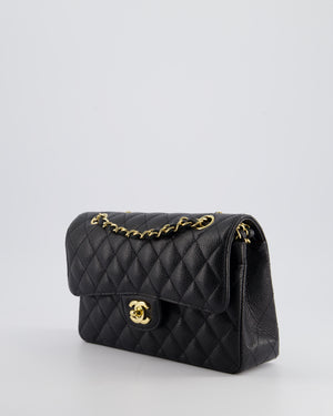 Chanel Black Small Classic Double Flap Bag in Caviar Leather with Gold Hardware